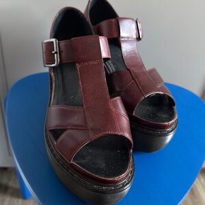 Adaya Oxblood Dr Martens Womens platform Wedge Size  US 7 Rare Discontinued